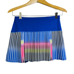 Lucky In Love Neon Glow Skirt Womens Size Small Blue Pink Striped Tennis